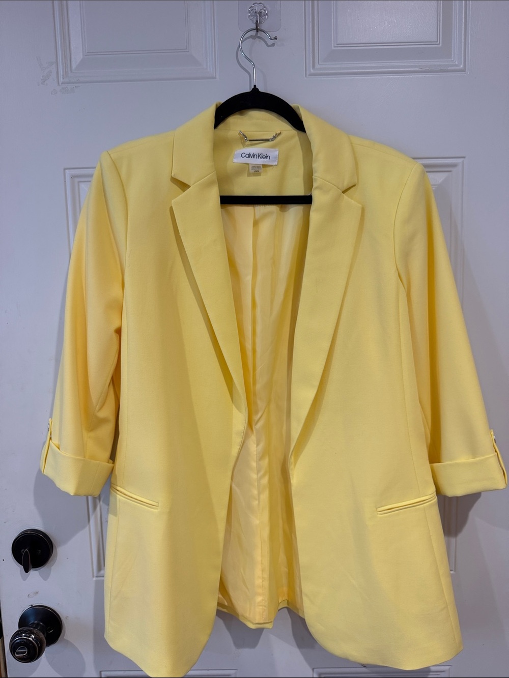Calvin Klein Lemon Yellow Open-Front Women's Blazer